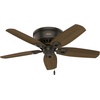 image:imageHunter Builder Indoor Ceiling Fan with LED Lights 52 inch New Bronze  Low Profile Flush Mount Pull Chain 5 Blades For Bedroom Living Room Kitchen 53327New Bronze