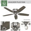 image:imageHunter Builder Indoor Ceiling Fan with LED Lights 52 inch New Bronze  Low Profile Flush Mount Pull Chain 5 Blades For Bedroom Living Room Kitchen 53327Brushed Nickel  Light Grey Oak