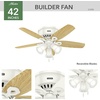 image:imageHunter Builder Indoor Ceiling Fan with LED Lights 52 inch New Bronze  Low Profile Flush Mount Pull Chain 5 Blades For Bedroom Living Room Kitchen 53327Snow White