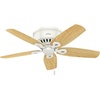image:imageHunter Builder Indoor Ceiling Fan with LED Lights 52 inch New Bronze  Low Profile Flush Mount Pull Chain 5 Blades For Bedroom Living Room Kitchen 53327Snow White