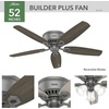 image:imageHunter Builder Indoor Ceiling Fan with LED Lights 52 inch New Bronze  Low Profile Flush Mount Pull Chain 5 Blades For Bedroom Living Room Kitchen 53327Matte Silver