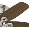 image:imageHunter Builder Indoor Ceiling Fan with LED Lights 52 inch New Bronze  Low Profile Flush Mount Pull Chain 5 Blades For Bedroom Living Room Kitchen 53327Brushed Nickel