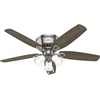 image:imageHunter Builder Indoor Ceiling Fan with LED Lights 52 inch New Bronze  Low Profile Flush Mount Pull Chain 5 Blades For Bedroom Living Room Kitchen 53327Brushed Nickel  Light Grey Oak