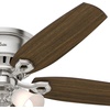 image:imageHunter Builder Indoor Ceiling Fan with LED Lights 52 inch New Bronze  Low Profile Flush Mount Pull Chain 5 Blades For Bedroom Living Room Kitchen 53327Brushed Nickel  Brazilian Cherry