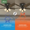 image:imageHunter Builder Indoor Ceiling Fan with LED Lights 52 inch New Bronze  Low Profile Flush Mount Pull Chain 5 Blades For Bedroom Living Room Kitchen 53327New Bronze