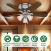 image:imageHunter Builder Indoor Ceiling Fan with LED Lights 52 inch New Bronze  Low Profile Flush Mount Pull Chain 5 Blades For Bedroom Living Room Kitchen 53327Brushed Nickel