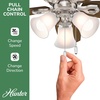 image:imageHunter Builder Indoor Ceiling Fan with LED Lights 52 inch New Bronze  Low Profile Flush Mount Pull Chain 5 Blades For Bedroom Living Room Kitchen 53327Brushed Nickel