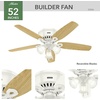 image:imageHunter Builder Indoor Ceiling Fan with LED Lights 52 inch New Bronze  Low Profile Flush Mount Pull Chain 5 Blades For Bedroom Living Room Kitchen 53327Snow White
