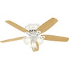 image:imageHunter Builder Indoor Ceiling Fan with LED Lights 52 inch New Bronze  Low Profile Flush Mount Pull Chain 5 Blades For Bedroom Living Room Kitchen 53327Snow White