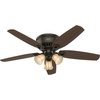 image:imageHunter Builder Indoor Ceiling Fan with LED Lights 52 inch New Bronze  Low Profile Flush Mount Pull Chain 5 Blades For Bedroom Living Room Kitchen 53327New Bronze
