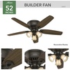 image:imageHunter Builder Indoor Ceiling Fan with LED Lights 52 inch New Bronze  Low Profile Flush Mount Pull Chain 5 Blades For Bedroom Living Room Kitchen 53327New Bronze
