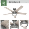 image:imageHunter Burroughs Indoor Ceiling Fan Quiet 52 inch Matte Silver  with LED Light and Remote Control Standard Mount 5 Blades For Bedroom Living Room Kitchen 52423Matte Silver