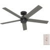 image:imageHunter Burton Outdoor or Indoor Ceiling Fan 52 inch Noble Bronze  No Light Standard Mount Wall Control 5 Blades For Living Room Patio Porch Garage 52264 Matte Black