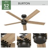 image:imageHunter Burton Outdoor or Indoor Ceiling Fan 52 inch Noble Bronze  No Light Standard Mount Wall Control 5 Blades For Living Room Patio Porch Garage 52264 Noble Bronze