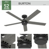 image:imageHunter Burton Outdoor or Indoor Ceiling Fan 52 inch Noble Bronze  No Light Standard Mount Wall Control 5 Blades For Living Room Patio Porch Garage 52264 Matte Black