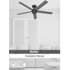 image:imageHunter Burton Outdoor or Indoor Ceiling Fan 52 inch Noble Bronze  No Light Standard Mount Wall Control 5 Blades For Living Room Patio Porch Garage 52264 Noble Bronze
