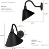 image:imageHunter Cassius 1Light Matte Black Outdoor Wall Light Dimmable Modern Farmhouse Sconce for Porch Patio Bedrooms or Living Rooms 13Inch Width 46010
