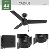 image:imageHunter Cassius Outdoor or Indoor Ceiling Fan 52 inch Matte Silver  No Light Standard Mount Pull Chain 3 Blades For Living Room Patio Porch Garage 59262Matte Black