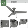 image:imageHunter Cassius Outdoor or Indoor Ceiling Fan 52 inch Matte Silver  No Light Standard Mount Pull Chain 3 Blades For Living Room Patio Porch Garage 59262Matte Silver