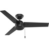 image:imageHunter Cassius Outdoor or Indoor Ceiling Fan 52 inch Matte Silver  No Light Standard Mount Pull Chain 3 Blades For Living Room Patio Porch Garage 59262Matte Black