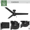 image:imageHunter Cassius Outdoor or Indoor Ceiling Fan 52 inch Matte Silver  No Light Standard Mount Pull Chain 3 Blades For Living Room Patio Porch Garage 59262Matte Black