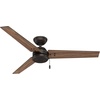 image:imageHunter Cassius Outdoor or Indoor Ceiling Fan 52 inch Matte Silver  No Light Standard Mount Pull Chain 3 Blades For Living Room Patio Porch Garage 59262Premier Bronze