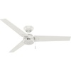image:imageHunter Cassius Outdoor or Indoor Ceiling Fan 52 inch Matte Silver  No Light Standard Mount Pull Chain 3 Blades For Living Room Patio Porch Garage 59262Fresh White