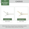 image:imageHunter Cassius Outdoor or Indoor Ceiling Fan 52 inch Matte Silver  No Light Standard Mount Pull Chain 3 Blades For Living Room Patio Porch Garage 59262Fresh White