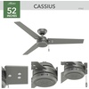 image:imageHunter Cassius Outdoor or Indoor Ceiling Fan 52 inch Matte Silver  No Light Standard Mount Pull Chain 3 Blades For Living Room Patio Porch Garage 59262Matte Silver