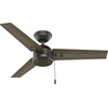 image:imageHunter Cassius Outdoor or Indoor Ceiling Fan 52 inch Matte Silver  No Light Standard Mount Pull Chain 3 Blades For Living Room Patio Porch Garage 59262Noble Bronze