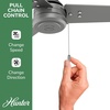 image:imageHunter Cassius Outdoor or Indoor Ceiling Fan 52 inch Matte Silver  No Light Standard Mount Pull Chain 3 Blades For Living Room Patio Porch Garage 59262Matte Silver