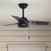 image:imageHunter Cassius Outdoor or Indoor Ceiling Fan 52 inch Matte Silver  No Light Standard Mount Pull Chain 3 Blades For Living Room Patio Porch Garage 59262Matte Black