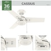 image:imageHunter Cassius Outdoor or Indoor Ceiling Fan 52 inch Matte Silver  No Light Standard Mount Pull Chain 3 Blades For Living Room Patio Porch Garage 59262Fresh White