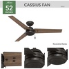 image:imageHunter Cassius Outdoor or Indoor Ceiling Fan 52 inch Matte Silver  No Light Standard Mount Pull Chain 3 Blades For Living Room Patio Porch Garage 59262Premier Bronze