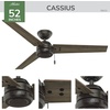 image:imageHunter Cassius Outdoor or Indoor Ceiling Fan 52 inch Matte Silver  No Light Standard Mount Pull Chain 3 Blades For Living Room Patio Porch Garage 59262Noble Bronze