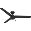image:imageHunter Cassius Outdoor or Indoor Ceiling Fan 52 inch Matte Silver  No Light Standard Mount Pull Chain 3 Blades For Living Room Patio Porch Garage 59262Matte Black