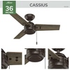 image:imageHunter Cassius Outdoor or Indoor Ceiling Fan 52 inch Matte Silver  No Light Standard Mount Pull Chain 3 Blades For Living Room Patio Porch Garage 59262Noble Bronze