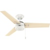 image:imageHunter Cassius Outdoor or Indoor Ceiling Fan 52 inch Matte Silver  No Light Standard Mount Pull Chain 3 Blades For Living Room Patio Porch Garage 59262Fresh White