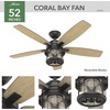image:imageHunter Coral Bay Outdoor or Indoor Ceiling Fan 52 inch Noble Bronze  with LED Lights and Remote Control Standard Mount 5 Blades For Living Room Patio Porch Garage 59420Black