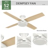 image:imageHunter Dempsey Indoor Ceiling Fan No Light Modern 52 inch Fresh White  Low Profile Mount Remote Control 4 Blades For Bedroom Living Room Kitchen 59248Fresh White finish