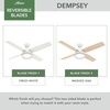 image:imageHunter Dempsey Indoor Ceiling Fan No Light Modern 52 inch Fresh White  Low Profile Mount Remote Control 4 Blades For Bedroom Living Room Kitchen 59248Fresh White finish