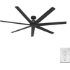 image:imageHunter Downtown Outdoor or Indoor Ceiling Fan 60 inch Matte Black  No Light Standard Mount Wall Control Quiet 7 Blades For Patio Porch Garage 51590Matte Black
