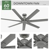 image:imageHunter Downtown Outdoor or Indoor Ceiling Fan 60 inch Matte Black  No Light Standard Mount Wall Control Quiet 7 Blades For Patio Porch Garage 51590Matte Silver