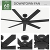 image:imageHunter Downtown Outdoor or Indoor Ceiling Fan 60 inch Matte Black  No Light Standard Mount Wall Control Quiet 7 Blades For Patio Porch Garage 51590Matte Black