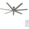 image:imageHunter Downtown Outdoor or Indoor Ceiling Fan 60 inch Matte Black  No Light Standard Mount Wall Control Quiet 7 Blades For Patio Porch Garage 51590Matte Silver