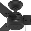 image:imageHunter Fan 36 inch Ceiling Fan with No Light Outdoor or Indoor Matte Black Ceiling Fan with Pull Chain for Porch Living Room Office Kitchen Garage 3 Blades Renewed