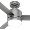 image:imageHunter Fan 44 inch Casual Matte Silver Outdoor Ceiling Fan with LED Light Kit and Remote Control Renewed