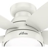 image:imageHunter Fan 44 inch Low Profile Fresh White Finish IndoorOutdoor Ceiling Fan with LED Light Kit and Pull Chain Renewed