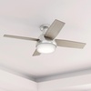 image:imageHunter Fan 52 inch Casual Fresh White IndoorOutdoor Ceiling Fan with LED Light Kit RenewedBrushed Nickel  Light Gray Oak