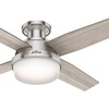 image:imageHunter Fan 52 inch Casual Fresh White IndoorOutdoor Ceiling Fan with LED Light Kit RenewedBrushed Nickel  Light Gray Oak
